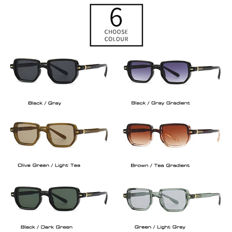 SHAUNA Ins Popular Fashion Rectangle Sunglasses Women Shades UV400 Retro Gradient Men Square Trending Rivets Sun Glasses_voghion.com