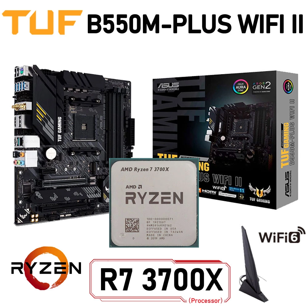Ryzen 7 3700x Carte Mere Compatible Asus – carte mère TUF GAMING B550M PLUS WIFI II B550, avec Ryzen 7 3700X,  Kit carte mère PCI E 4.0 DDR4 128 go, nouveau | AliExpress