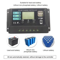 Contrôleur de charge pour panneaux solaires, 10A, 20A, 30A, 12V, 24V, long contrôleur pour Lifepo4, batterie au lithium GEL, plomb-acide, expédition 24h 4