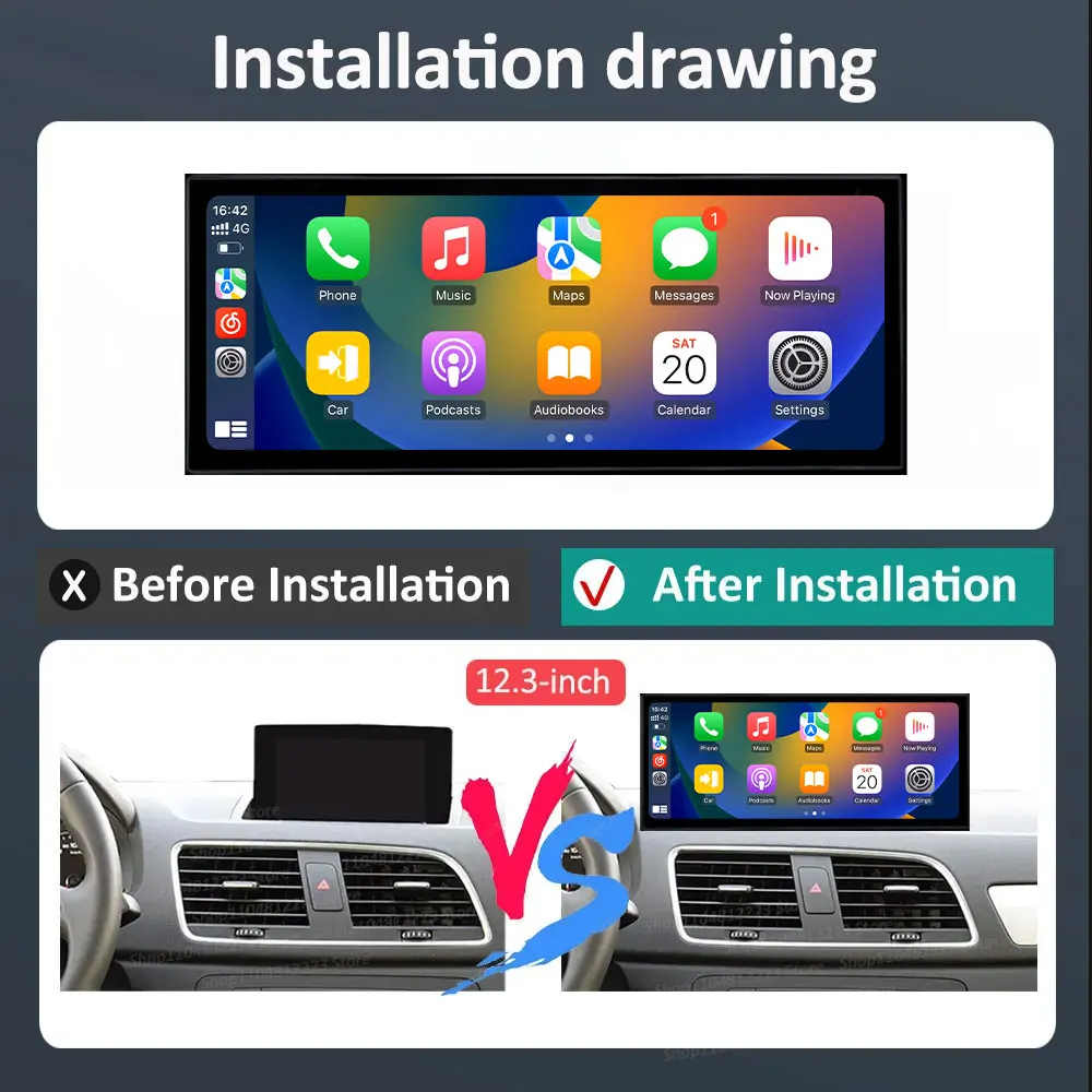 Navigatore GPS Android 15 per Audi Q3 2013 - 2018 Autoradio Lettore Multimediale BT 4G DSP Stereo WiFi Schermo Touch QLED Ultrasottile - Image 6