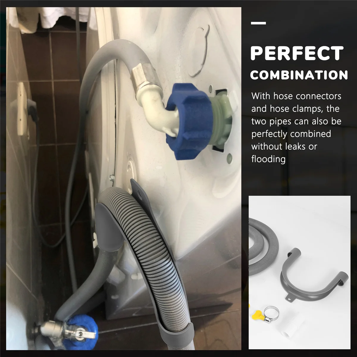Drain Hose Extension Set Universal Washing Machine Hose 1M, Include Bracket Connector and Clamps Drain Hoses HOT