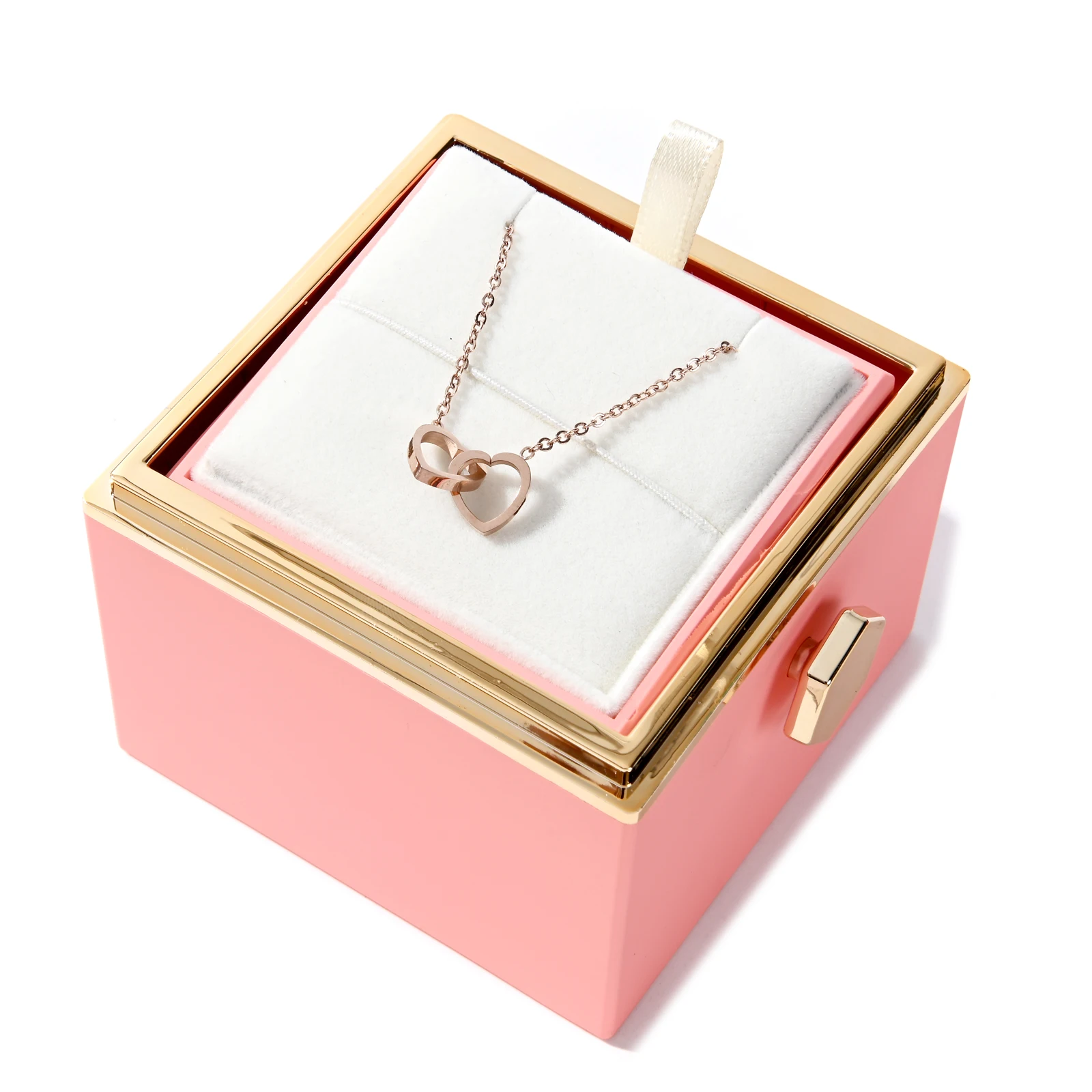 Eternal Rose Box With Necklace Engraved Custom Name Valentine's Day For Girlfriend Heart Pendant ARTIFICIALROSE Flowers Gift Box