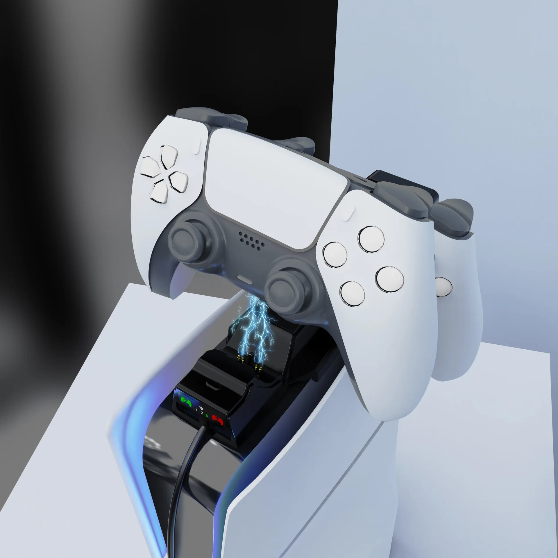 HBP-559 for PS5 SLIM Handle Dual Seat Charging+Cooling Fan for PS5SLIM Host RGB Cooling Charging Set