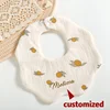 Custom Name Baby Bib Cotton Gauze Waterproof Bib Boy Accessories For Baby Girl Saliva Towel Newborn Infant Stuff Embroidery Gift