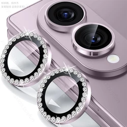 Luxury Diamond Metal Ring Camera Lens Cover - Z Fold8 (2Pcs) (Purple - 07)