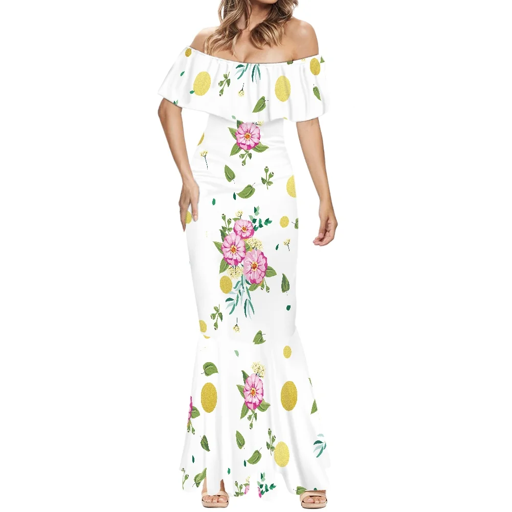 

Cumagical 2022 New White Dress For Women Custom Flower Floral Design Bodycon Mermaid Sexy Dresses Birthday Night Party Dress