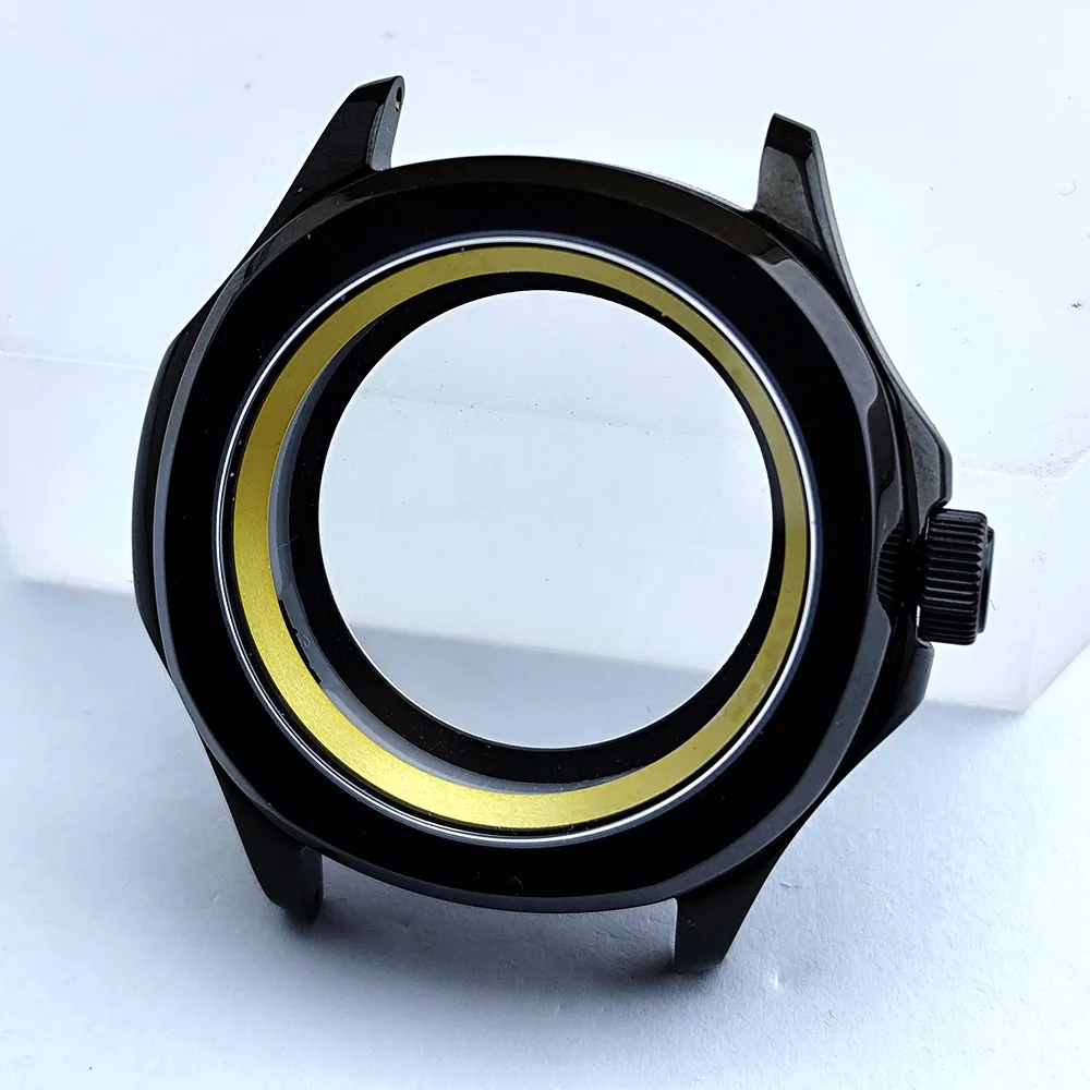 Black Steel Watch Case with Sapphire Glass and Chapter Ring, 39.5mm