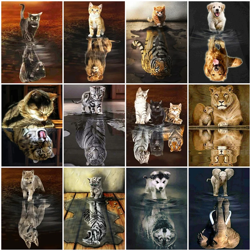 Diamond Painting 5D Cat Full Square Diamond Embroidery Animals Rhinestones Mosaic Home Decor