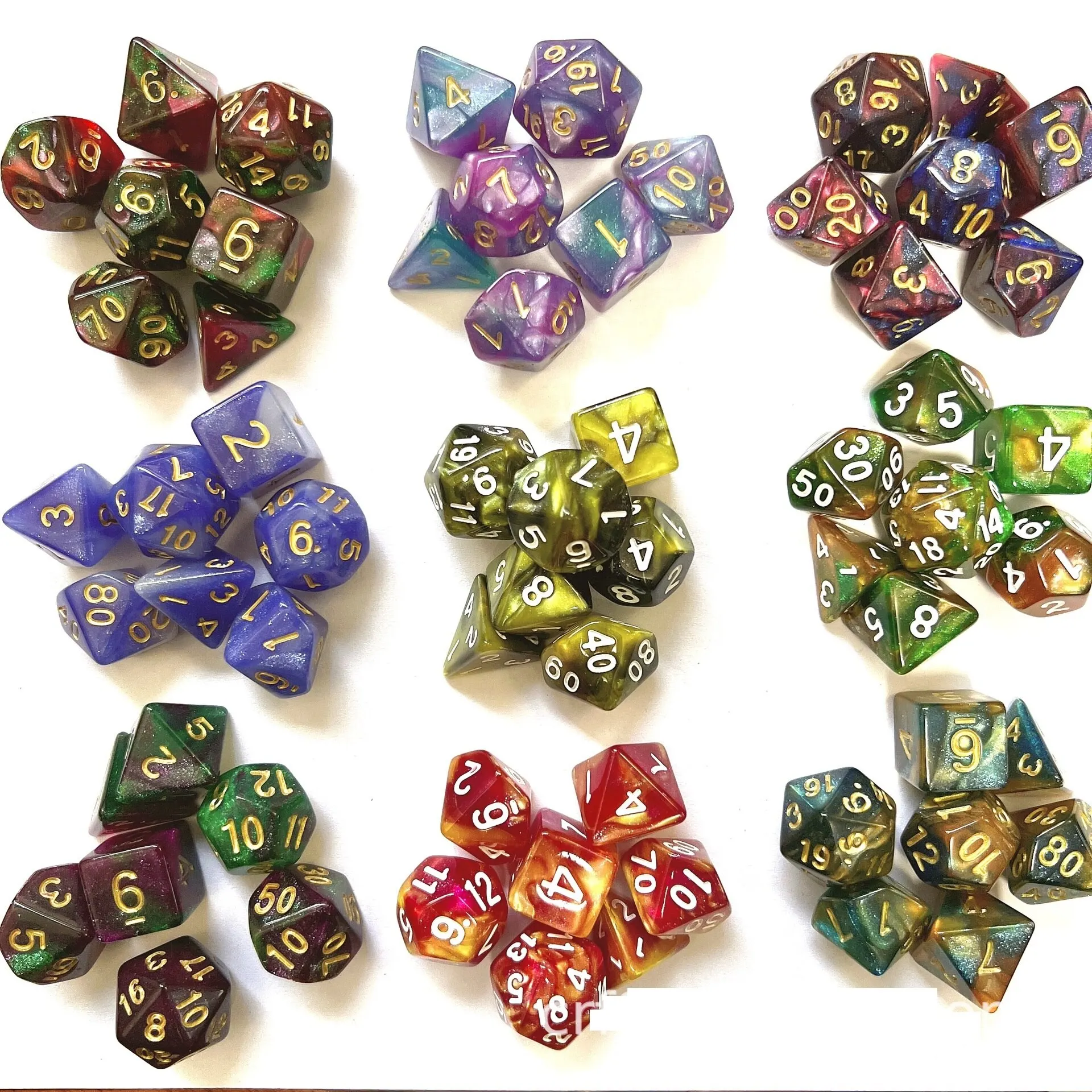 Game Dice Dual Color Multi Faced Dragon And Dungeon 7 Pieces Per Set