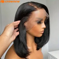 Bob perruque cheveux humains 100% perruques de cheveux humains 13x4 Hd Transparent dentelle avant perruques cheveux humains droite dentelle frontale Bob perruques pas cher perruques 1