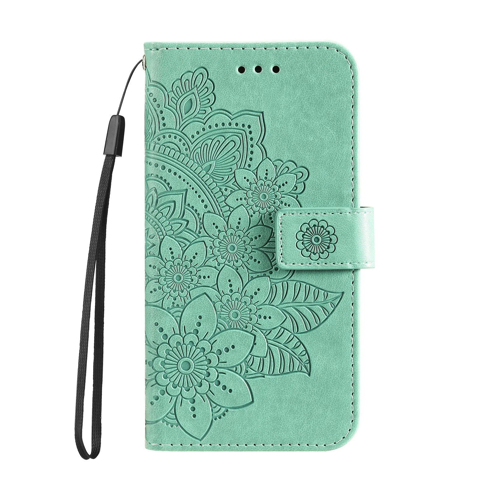 Sunflower Luxury Leather Flip Case with Card Slots & Wrist Strap Wallet Cover