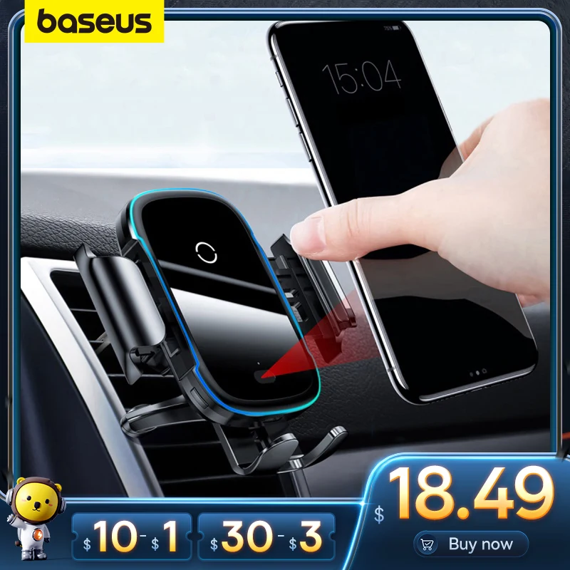 Baseus Car Phone Holder 15W QI Wireless Charger for iPhone 14 13 12 11