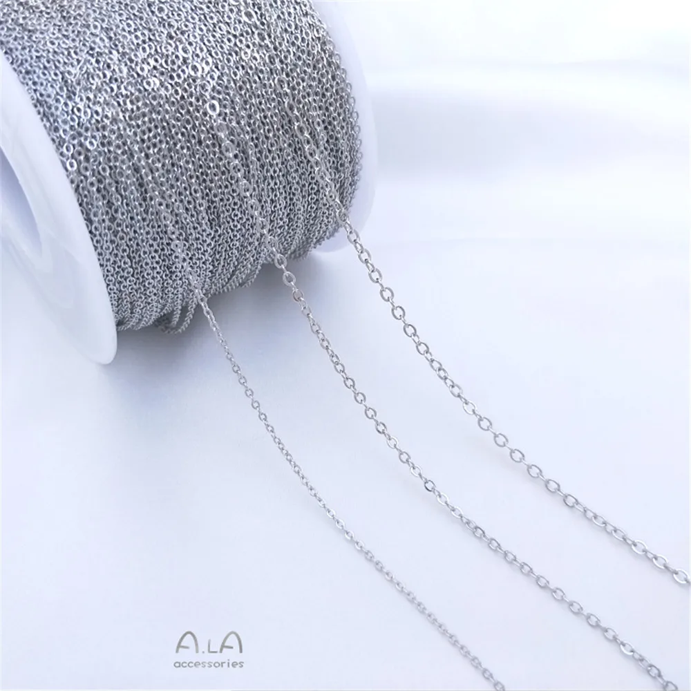 Copper chain plated white gold flat O chain thin chain O chain necklace material diy accessories loose chain accessories