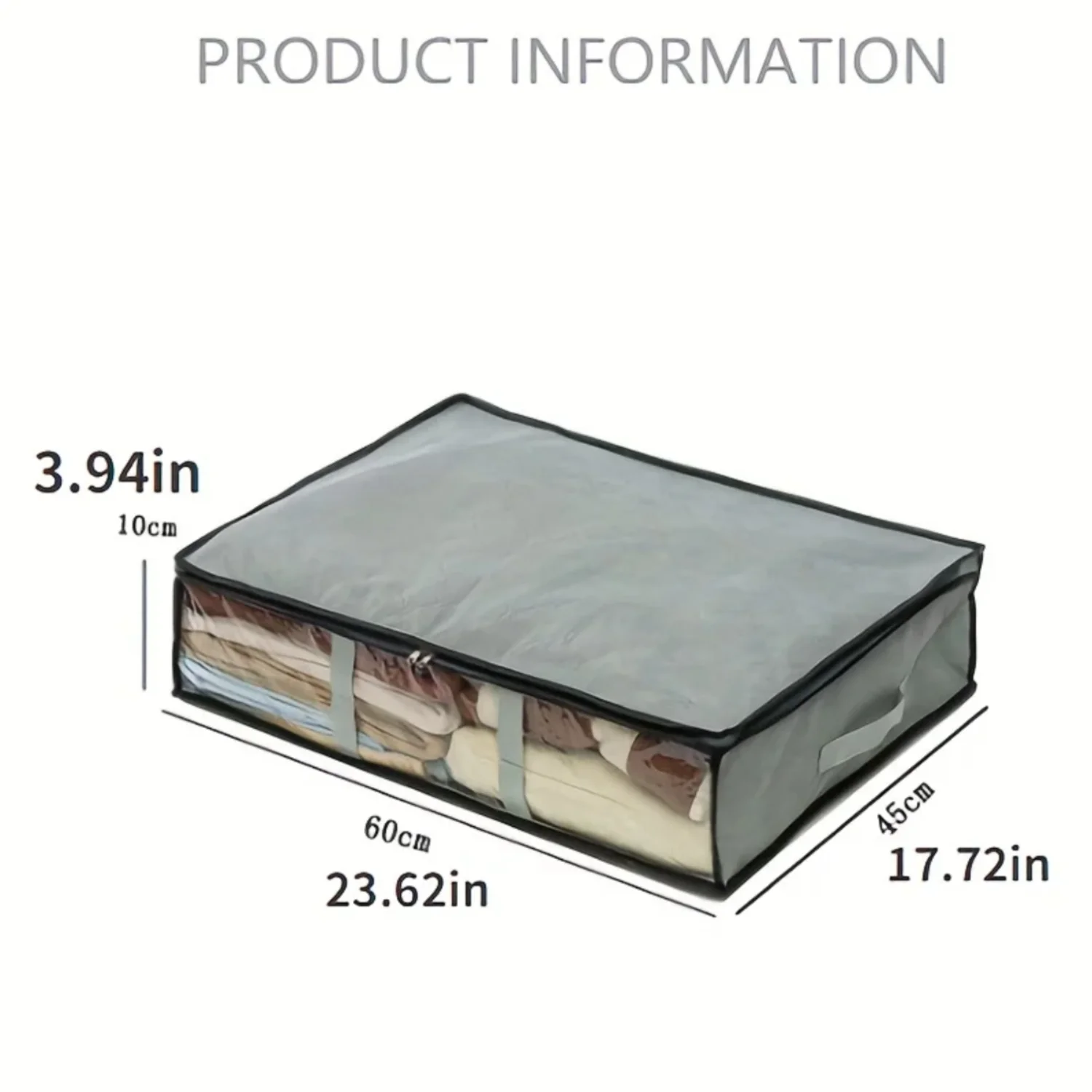 1pc Foldable Under Bed Container with Handles-Space Saving Organizer Comforters,, Clothing,Toys-40L Capacity