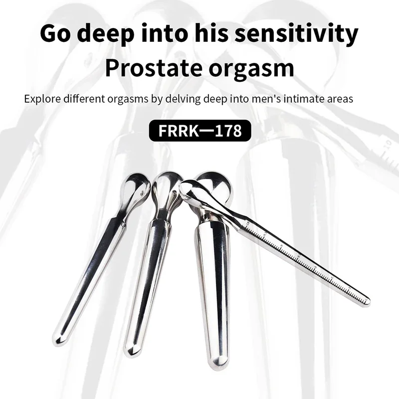 FRRK Smooth Horse Eye Stick Multifunction Stainless Steel Penis Plug Uretral Dilators Sounding Rod Catheter Adult Penis Sex Toys For Man