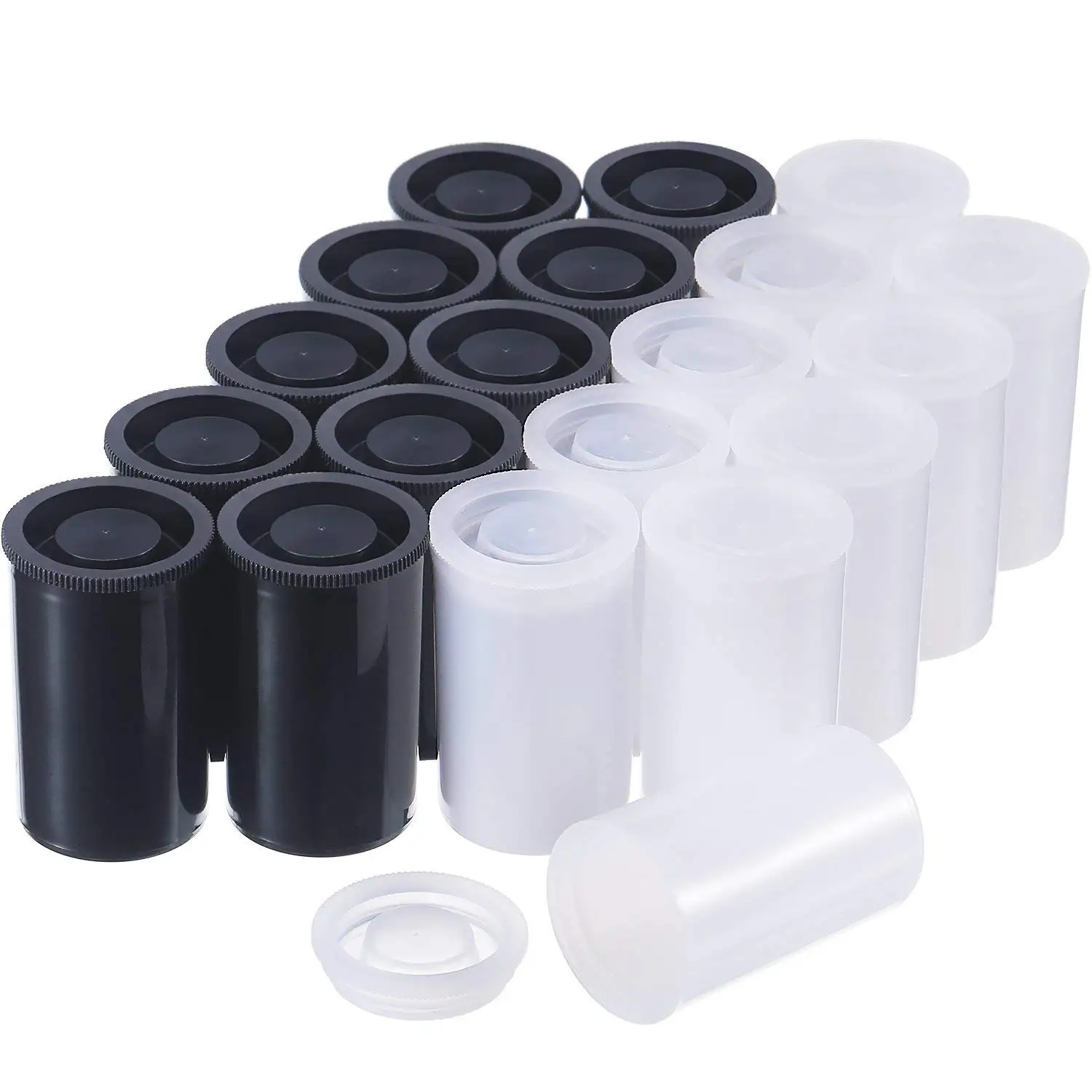 AKIRO Film Canisters with Caps 35 mm Empty Camera Reel Storage Containers Case Plastic Storage 15 Pack Black 