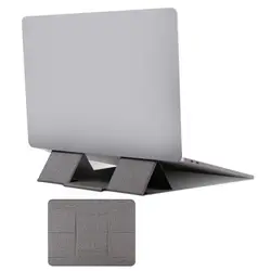 Foldable PU Tablet Stand for Laptops and Tablets - Adjustable Office Accessory Holder (Dark Grey)