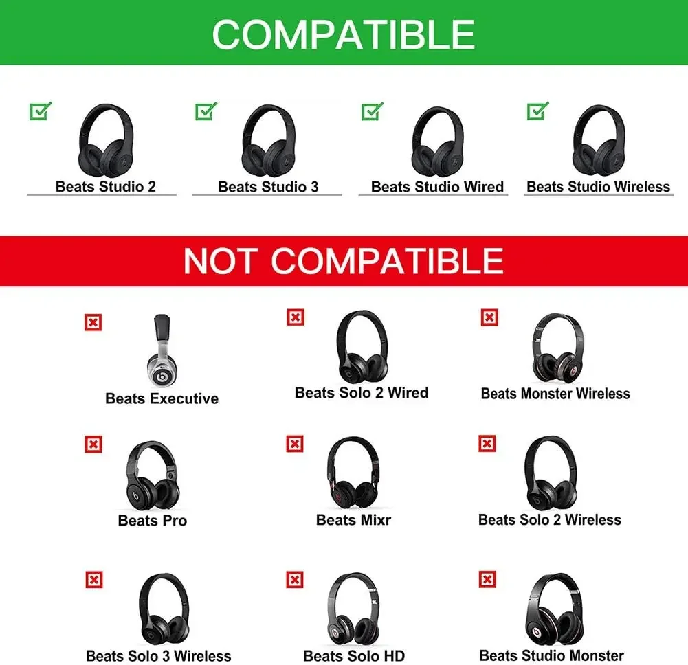 Replacement Ear Pads Cover for Beats Studio 3 2 Wireless Headphone Earpads Studio3 3.0 Ear Cushion Earmuffs Accessories