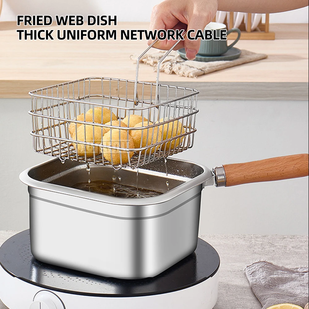 Stainless Steel Frying Pan Outdoor Preservation Box Portable 2500ML Deep Fryer Steamer Gas Electric Cooking Pot