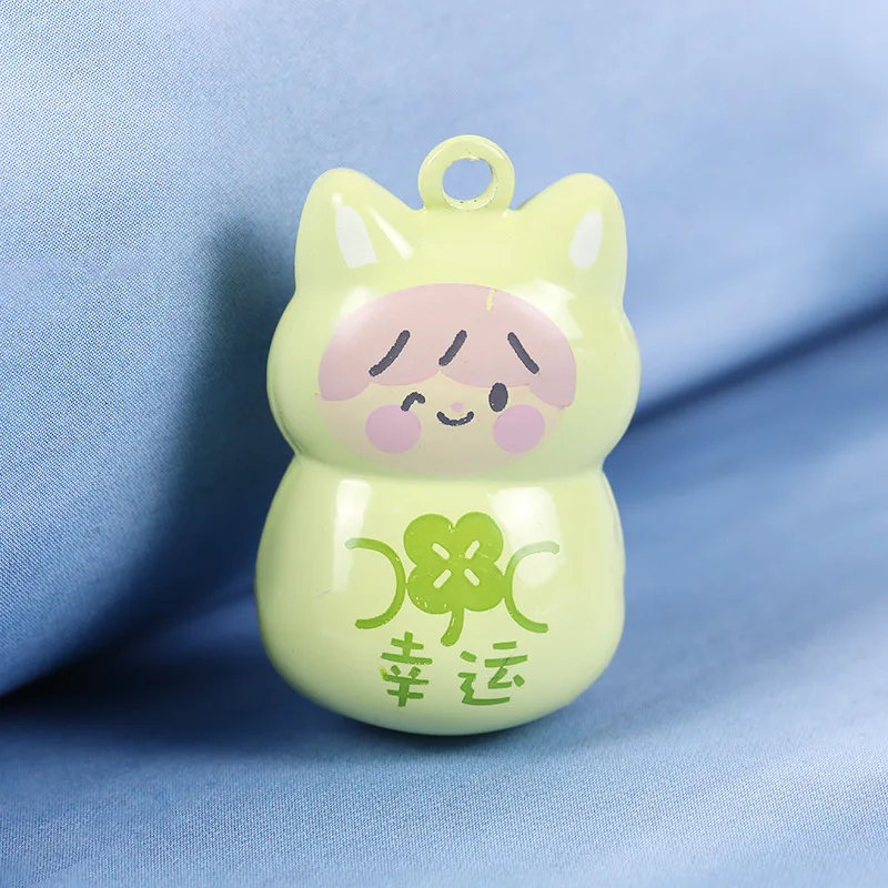 Fortune Doll Cartoon Metal Jingle Bell Charms Necklace Pendant Bracelet Hanging Charms Jewelry Findings Decoration