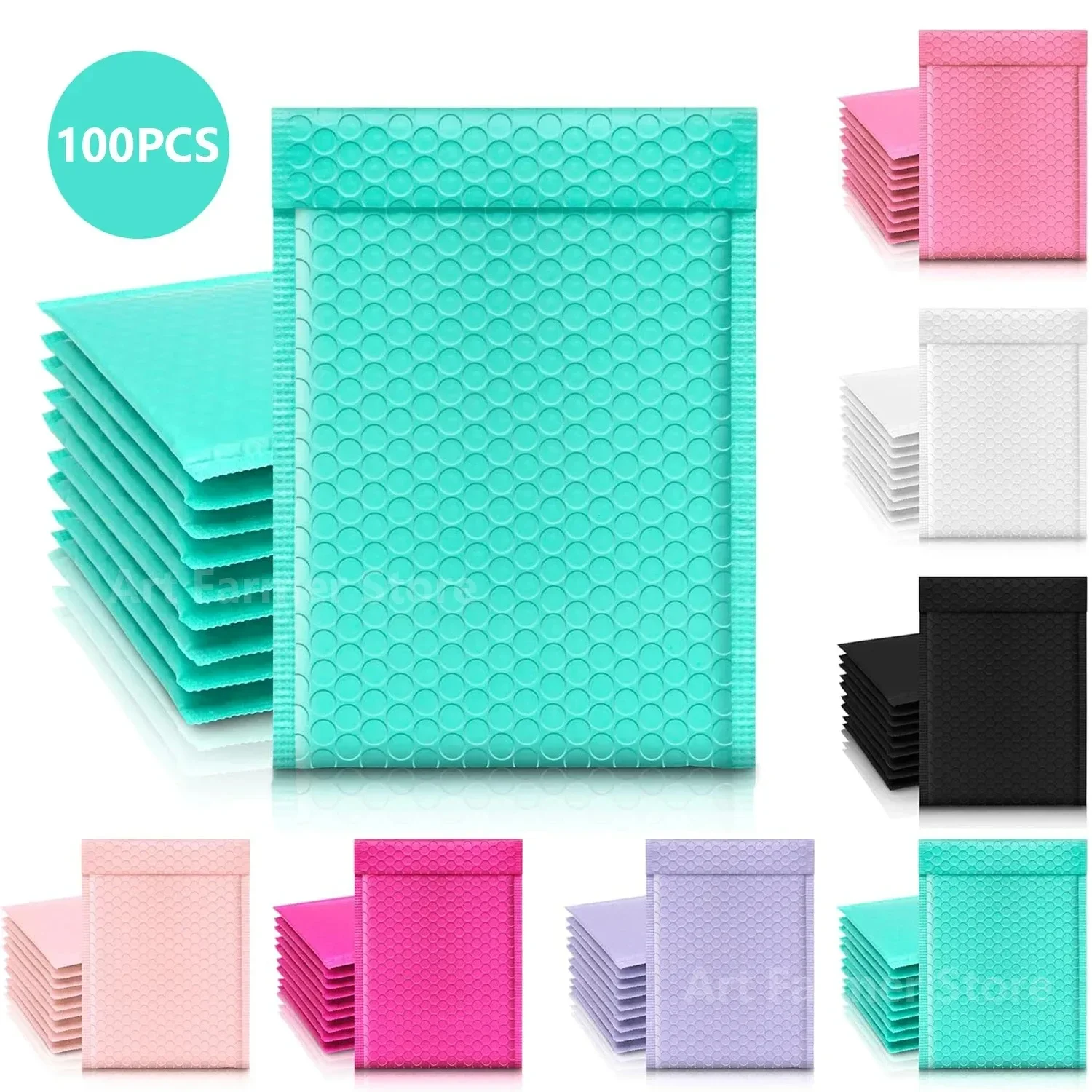 100 Pcs 버블 메일러 녹색 포장 가방 배달 패키지 포장 소규모 비즈니스 용품 봉투 배송 패키지 봉투