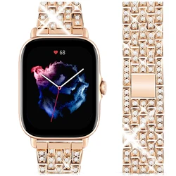 Elegant Diamond Metal Link Strap - Premium Smart Watch Band Wristband Accessories for 20mm (Rose gold)