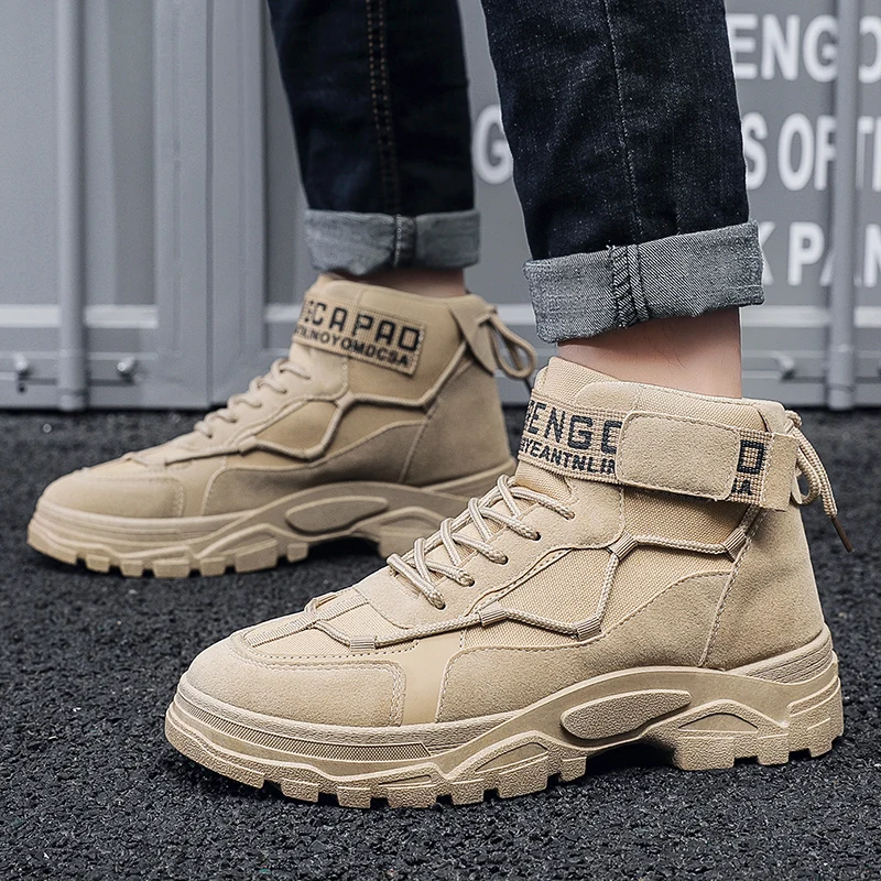Men's Boots Fashion Platform Ankle Boots Outdoor Light Hiking Boots For Men Non-slip Desert Military Boot 2024 Winter Mens Shoes - 3