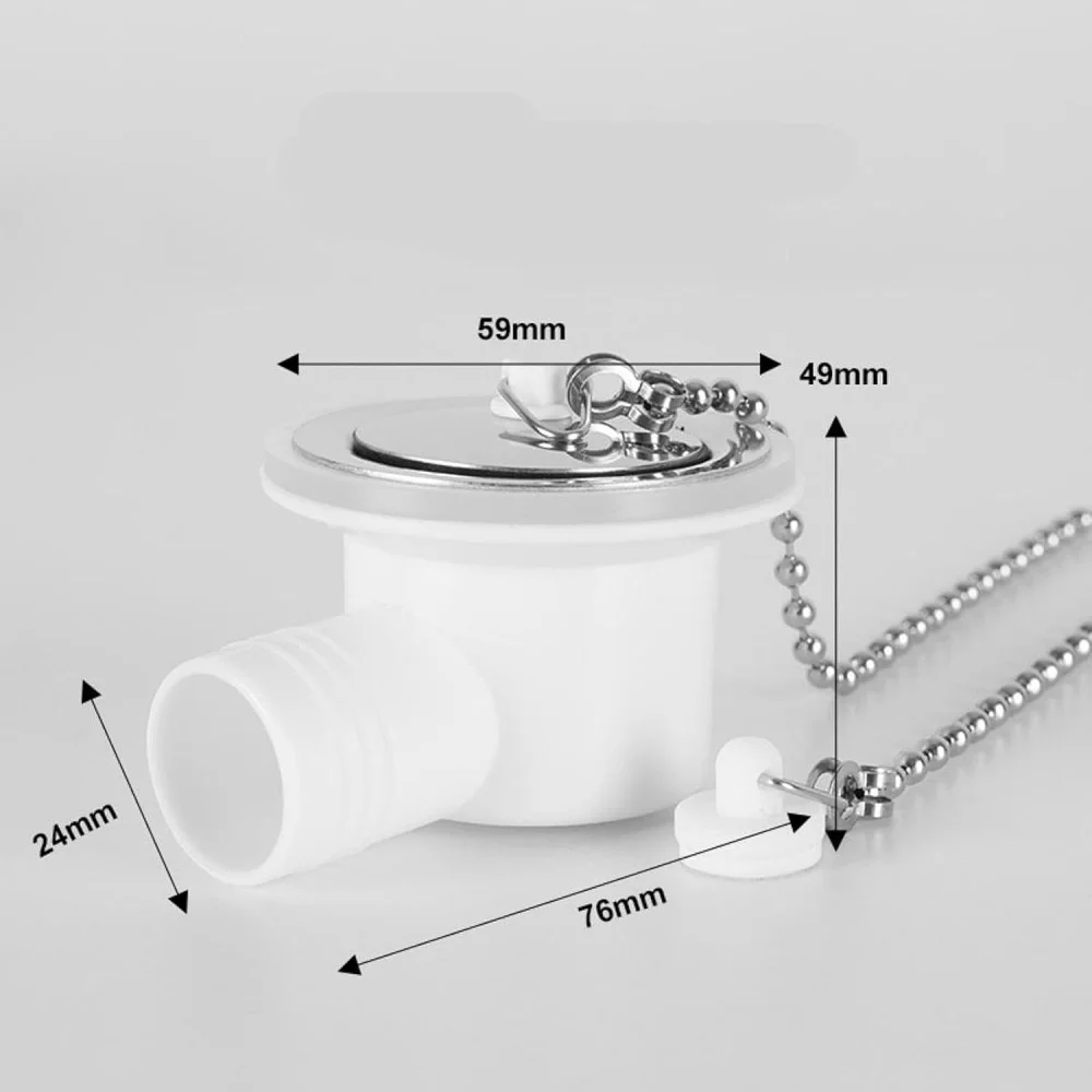 Sink Waste Drain Plug Hole Angle Fitting Stainless Steel Easy Installation Replaces for Motorhome Boat without Tube