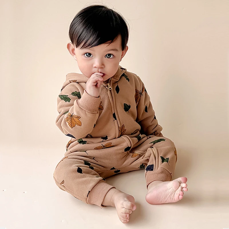 New Bodysuit For Newborn Rompers Baby Boys Girls Clothes Long Sleeve Solid Hoodies Bear Jumpsuit Costume Infant Onesies 3M-24M 3