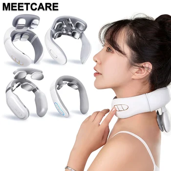 Electric Back Neck Muscle Massager TENS Pulse Shoulder Neck Vibration Massage Devices Heating Relieve Pain Muscle Health Care