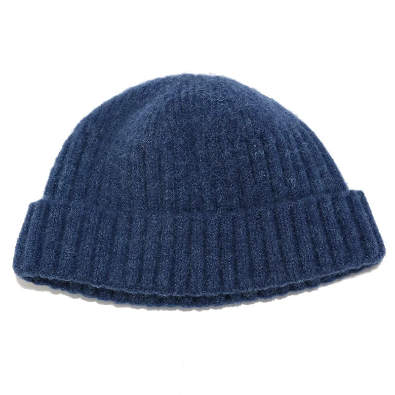 Ladies Beanies Plain Acrylic Knitted Winter Hats for Women Men Short Cuff Cap Navy Khaki Yellow Green Black 4