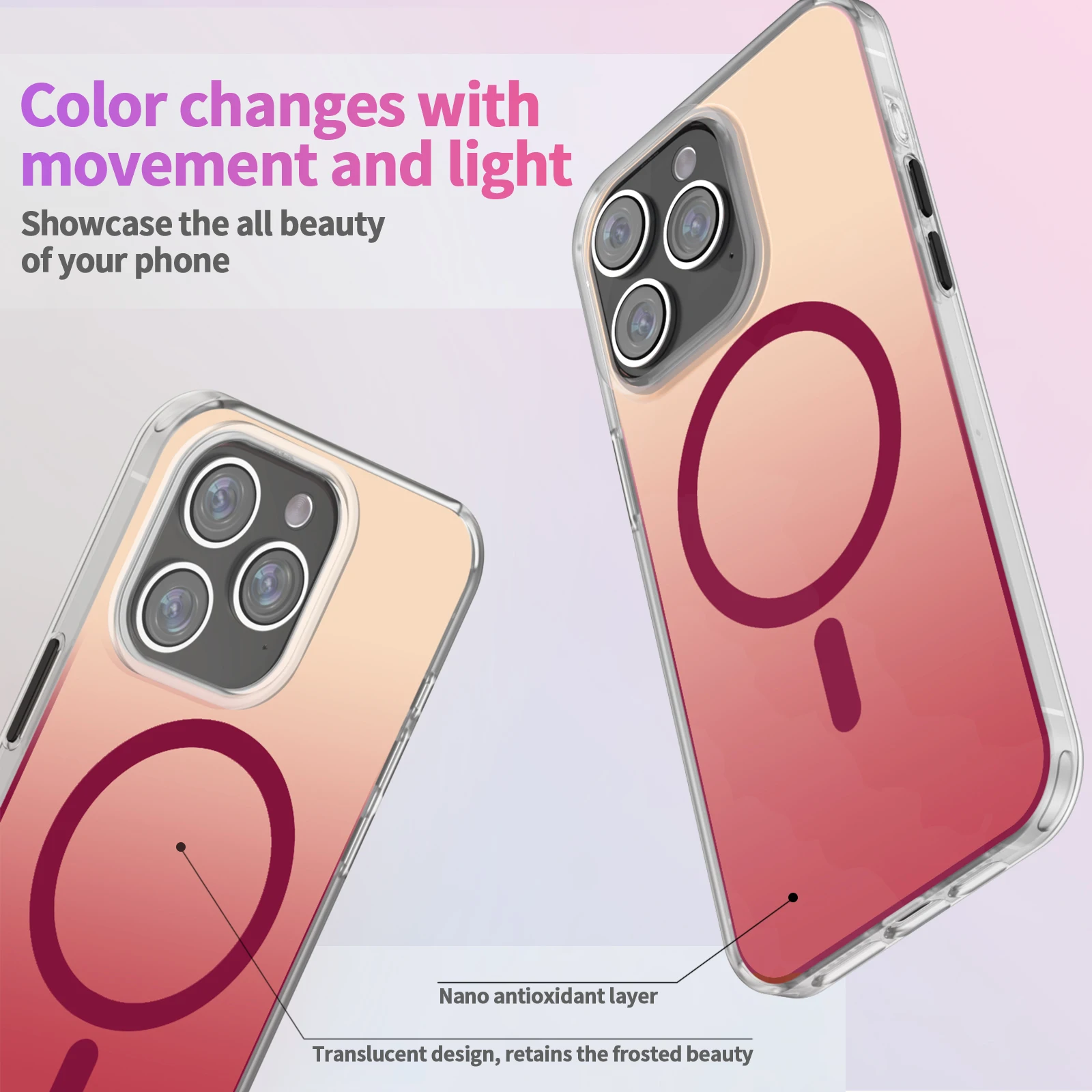 Magsafe Wireless Charge Phone Case Shockproof Magnetic Phone Case For iPhone15 14 13 Serie Transparent Matte Gradient Phone Case