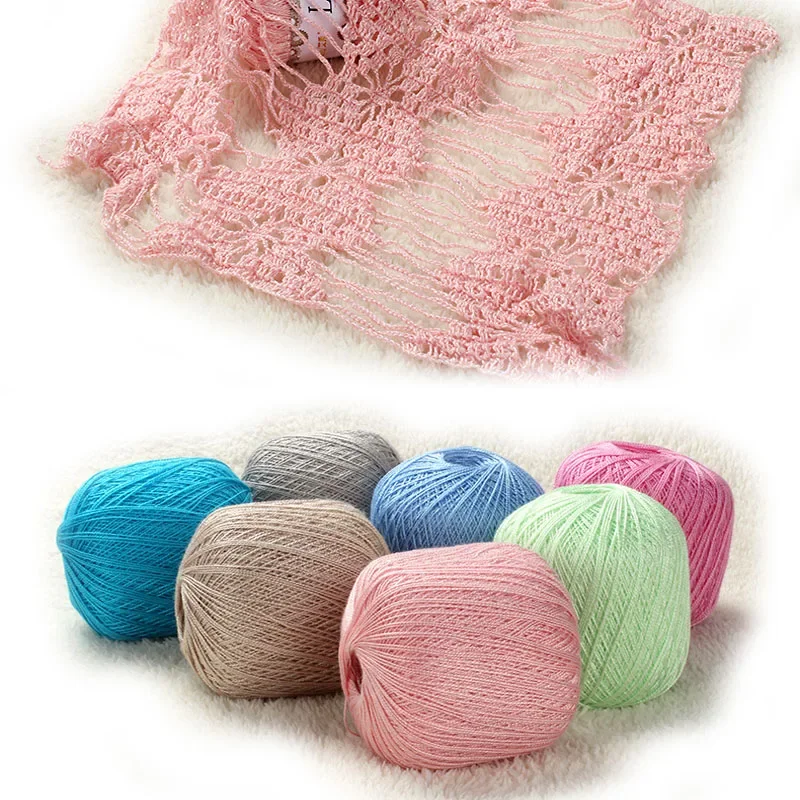 손바느질 뜨게 100% 코튼 크로셰 실, Worsted 2 ply 중간 얇은 0.8mm, 8  레이스 면사, 50g, 400m, 437yd, 5 개