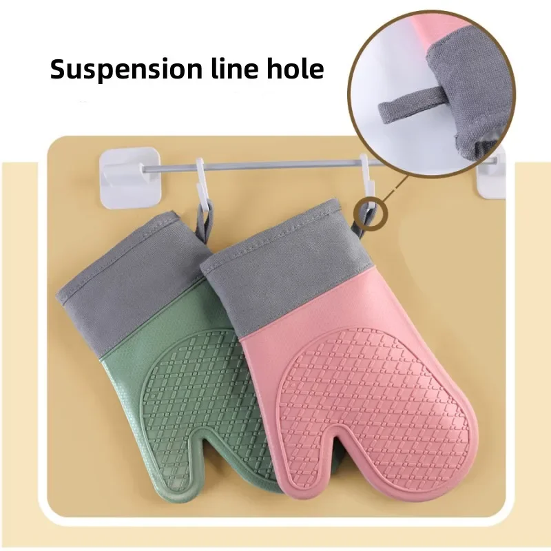 Cotton Twill Silicone Oven Gloves for Kitchen Baking