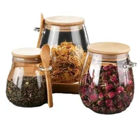 Large Capacity Transparent Glass Miscellaneous Grain Snack Storage Sealed Jar With Spoon Lid Tea Jar Storage Jar 1