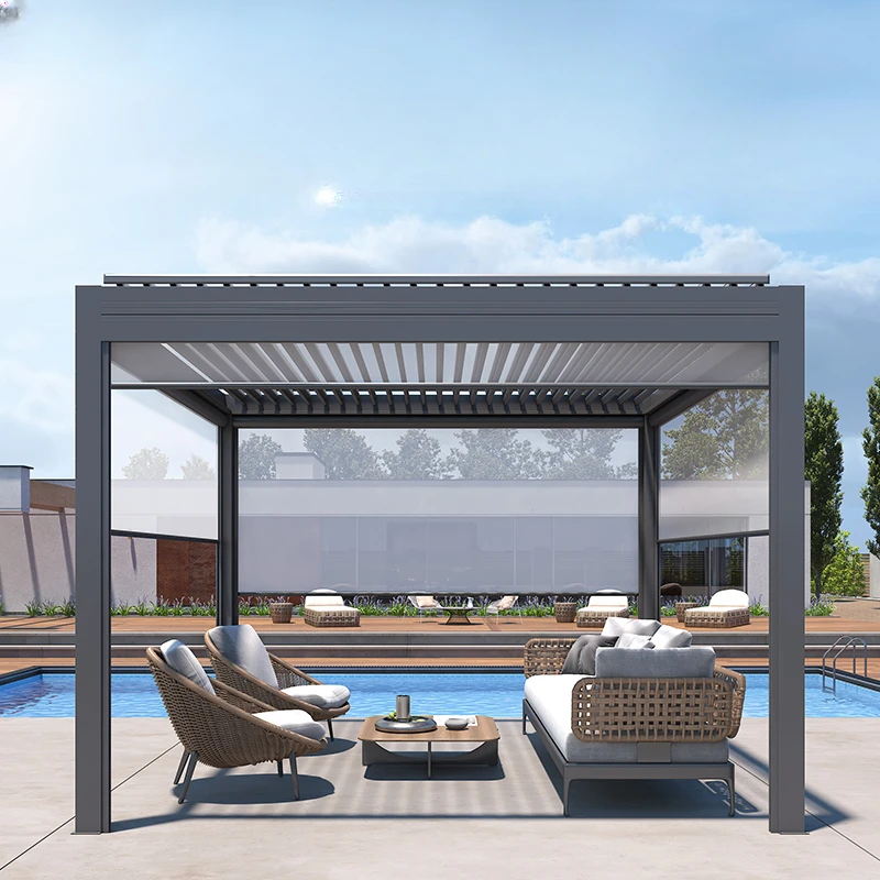 

Electric windproof roller blinds for balconies, rain proof and landscape transparent intelligent automatic lifting, open style