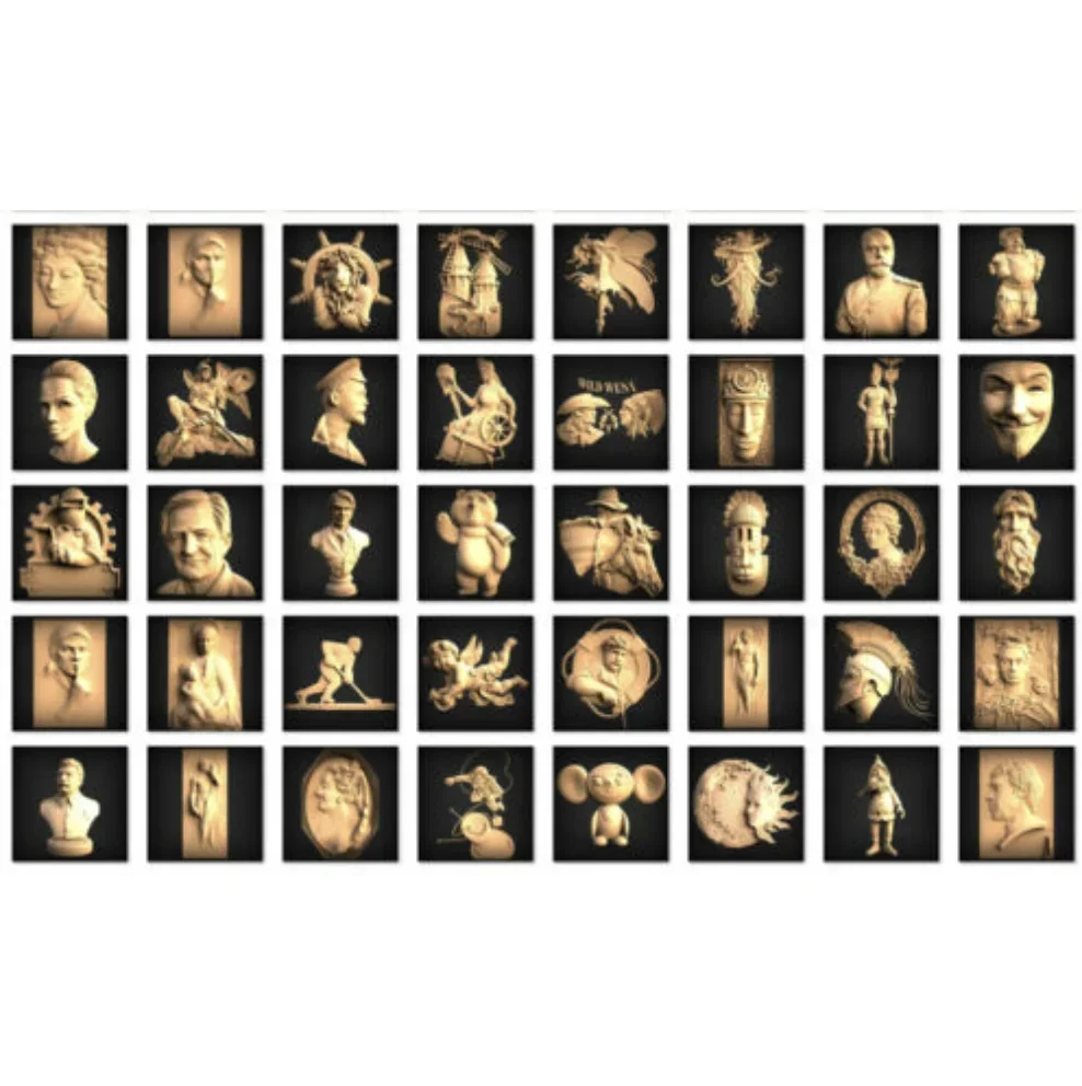 Characters Collection 140+ 3D STL Models Relief Engraving Files CNC Routers 3d printers laser engraving machine wood router machine cnc engraving machine parts