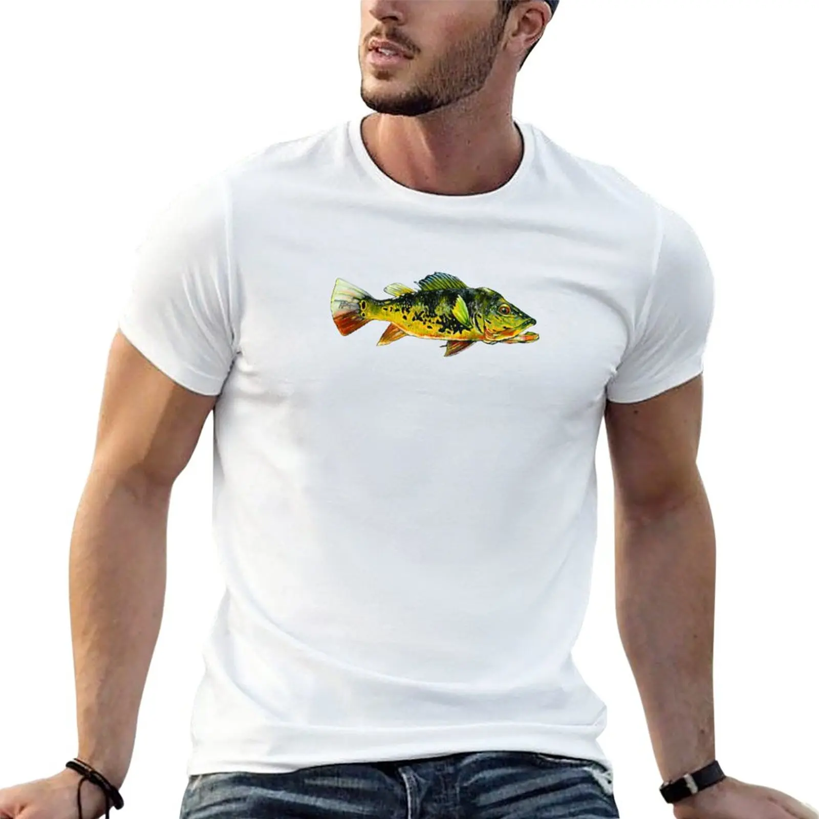 

Peacock Bass Original Oil Painting T-Shirt quick-drying t-shirt graphic t shirts quick drying t-shirt mens clothes