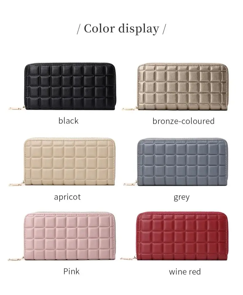 Elegant Quilted Women's Multi-Functional Wallet - Solid Color Long Design