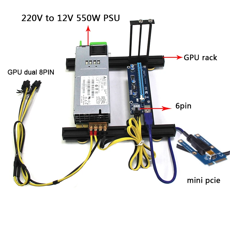 Portátil Placa Gráfica Externa Doca Mini Pcie para Pciex16 Riser Cartão Conjunto Suporte Mais Placa de Riser Mais Cabo de Alimentação Gpu Mais Fonte de Alimentação - Imagem 4