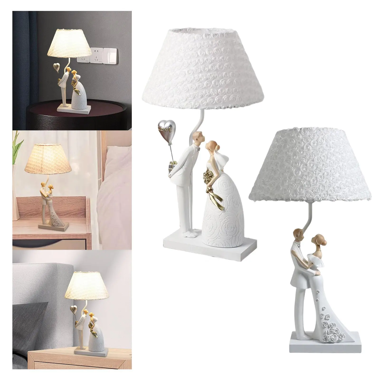 Tabletop Resin Lovers Couple Ornament Bedroom Table Lamp USB lamp man and Woman