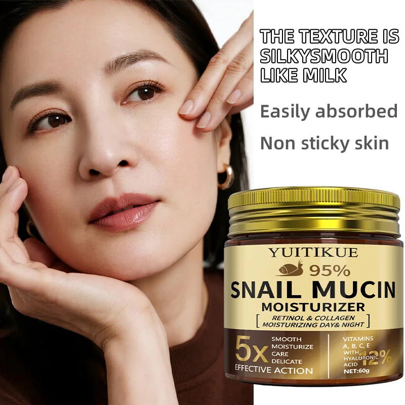 YUITIKUE: 95% Snail Mucin Moisturizer with Retinol & Collagen - 5x smoother and firmer, suitable for all light beige types