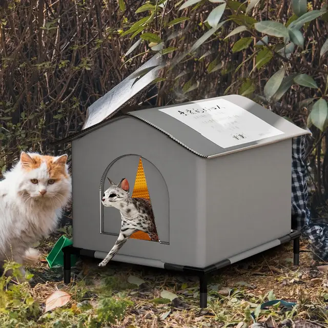 Fully Insulated Shelter for Stray and Feral Cats Cat House for Indoor and Outdoor Cats in Summer, Waterproof Winter warm cat bed 3
