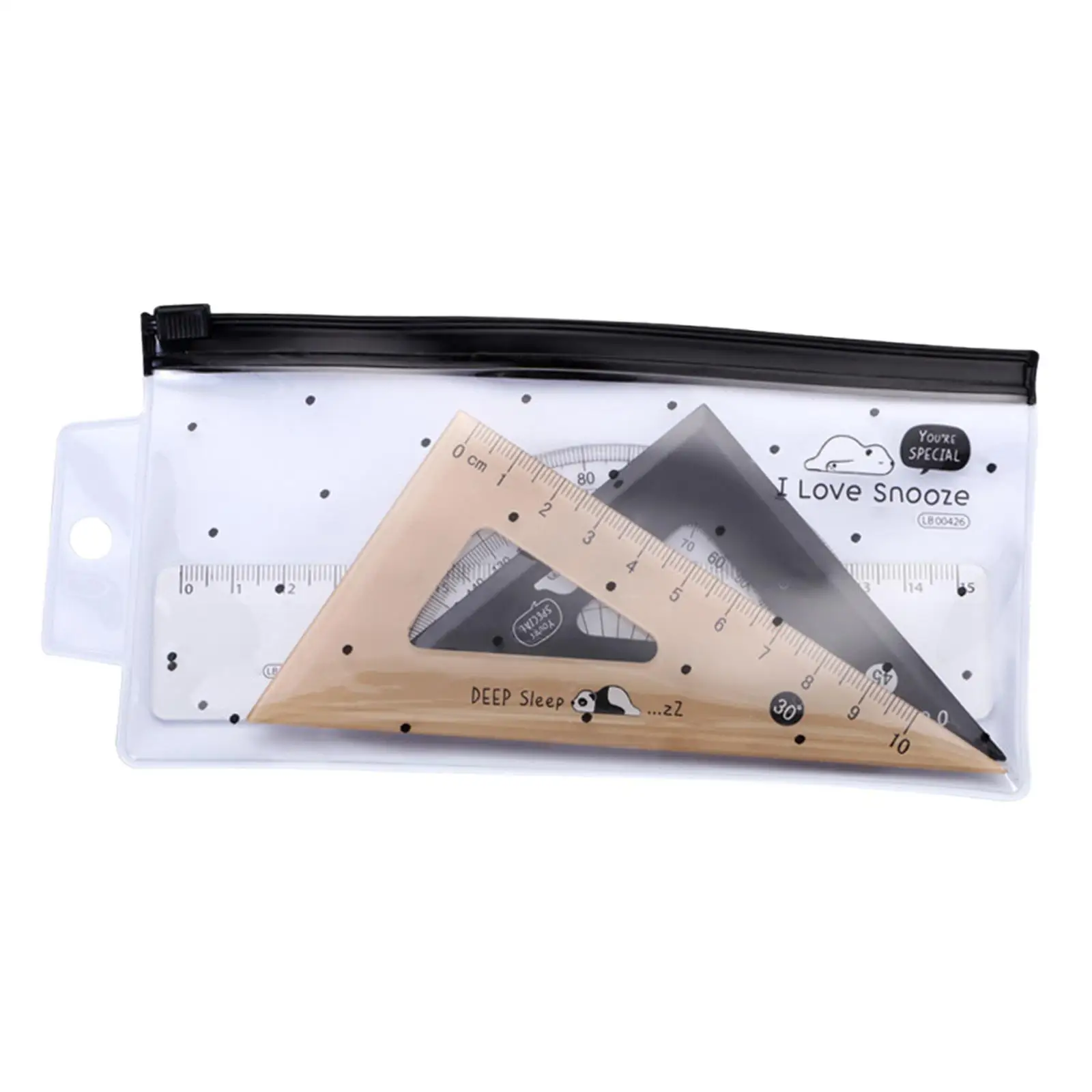 4Pcs Math Ruler Geometry Tool Set Lightweight Protractor Measuring Tool Children