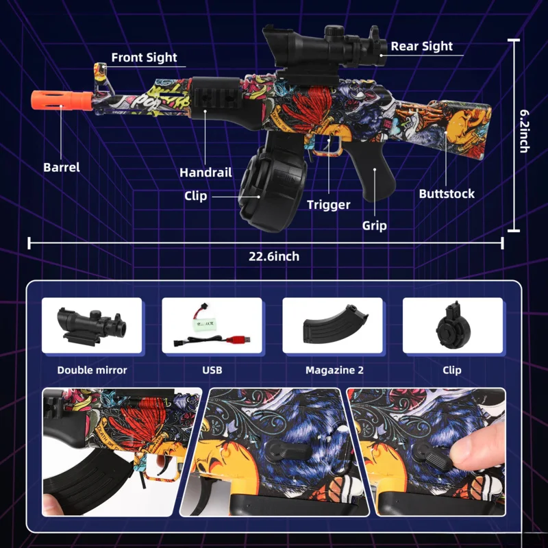 M4A1 AK Motorized Hydrogel Impact Gun Toy Manual And Electric With 20000 Beads Fighting Outdoor Games For Kids Adults Christmas