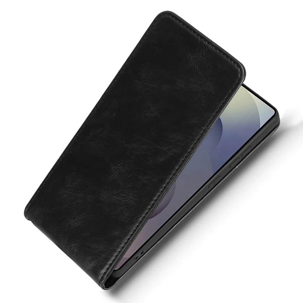 Retro Smooth Leather Flip Vertical Case with Card Holder - Full Cover Phone Bag