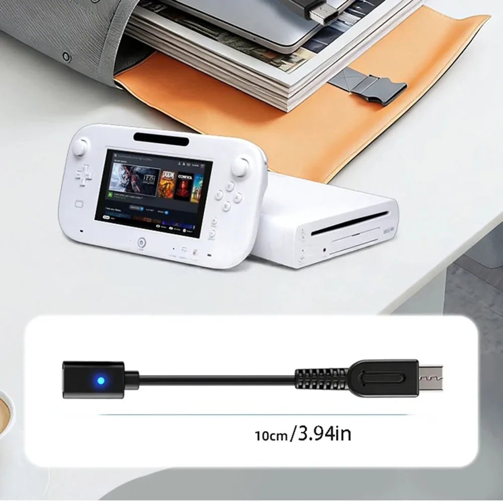 USB Type-C 충전 케이블 USB-C 암형 - Wii U 전원 공급 와이어(LED 표시등 포함) Wii U 콘솔 게임 컨트롤러용