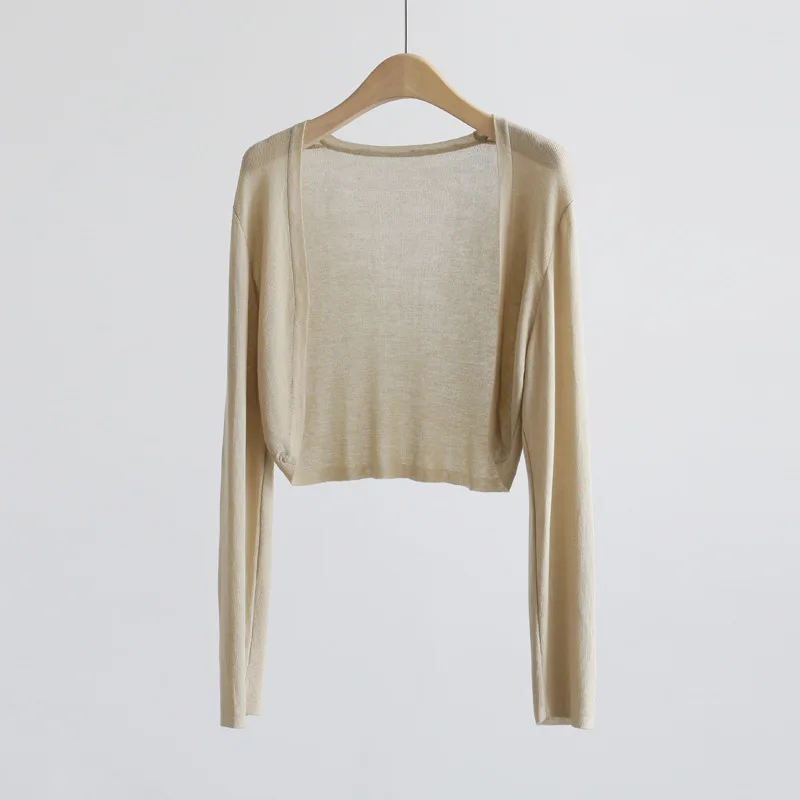 Sun Protection Knit Cardigan Women's Thin Coat Ice Silk Outerwear Cover-up Shawl Air Conditioning Shirt Summer 4
