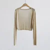 Sun Protection Knit Cardigan Women's Thin Coat Ice Silk Outerwear Cover-up Shawl Air Conditioning Shirt Summer 4