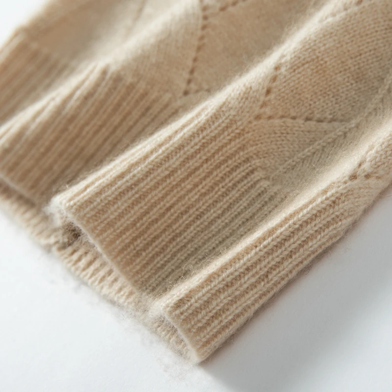 High Quality 100% Cashmere Knitted Hat for Women Winter Beanies Soft Warm Mesh Outdoor Cap Fashion Female Skullies Solid Hats 6